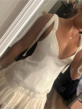 ZARA Cream Tie-Shoulder Top